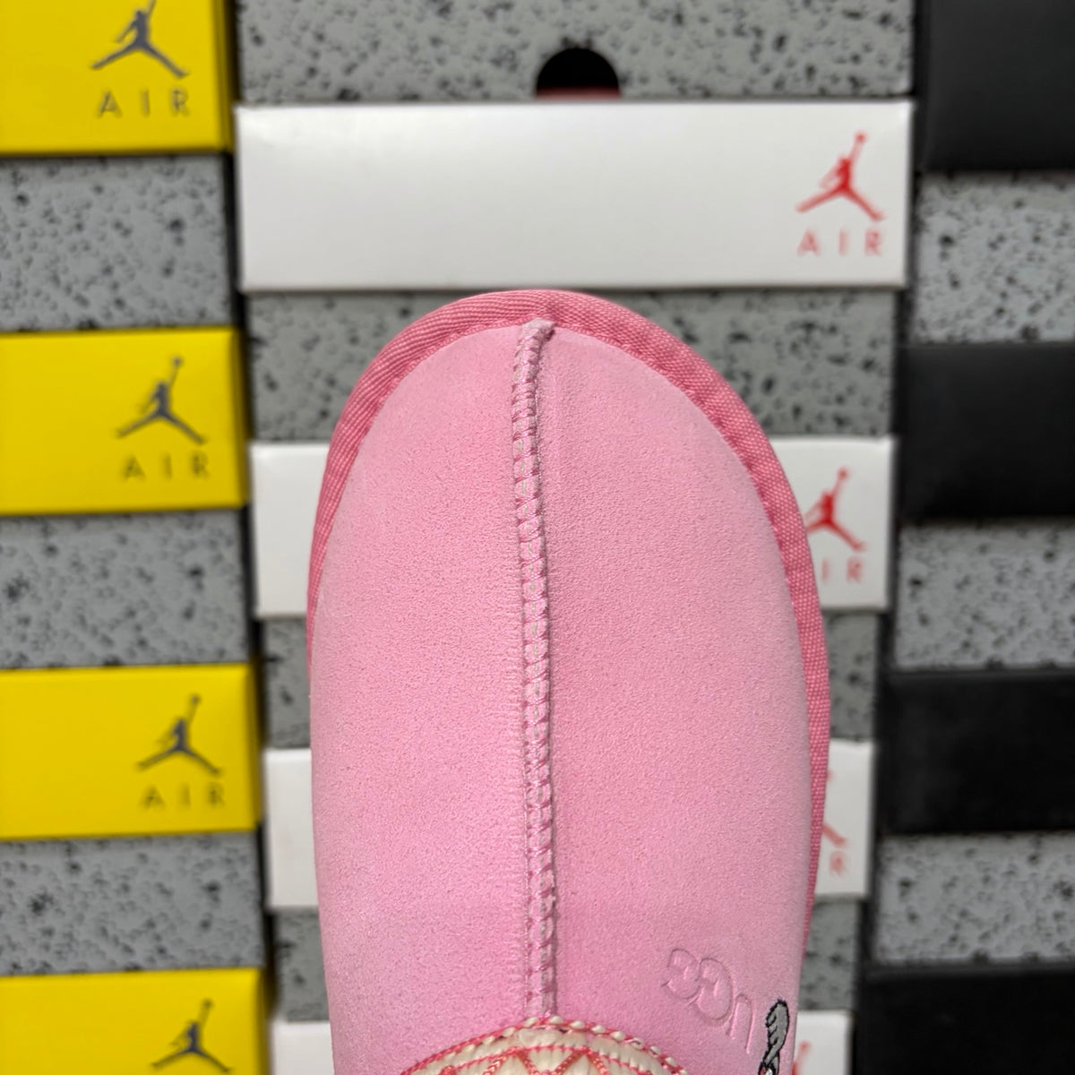 UGG Kallen Lace Platform Slipper – Women’s Suede Clog with Heart Embroidery & Pink Braided Collar in Taffy Pink